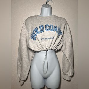 ADIKA GOLD COAST CUTE HEATHER GRAY CROP HOODIE M